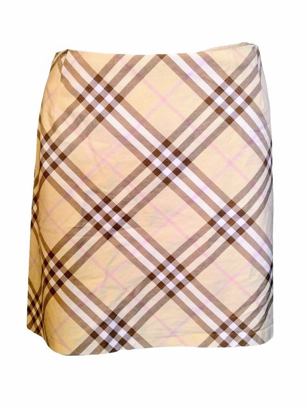 Burberry Pink and Beige Plaid Mini Skirt